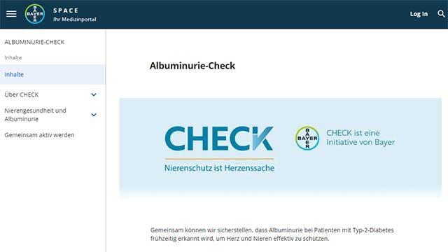 Screenshot der Webseite albuminurie-check.de